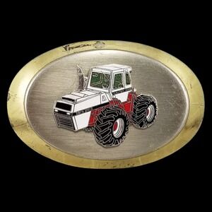 Vintage 2870 Gt4 Traction King Tractor Belt Buckle Oval Gold Tone Farm Equipment